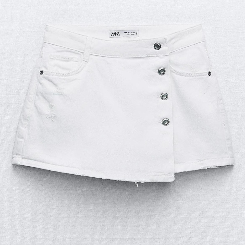 NWT Zara white denim skort